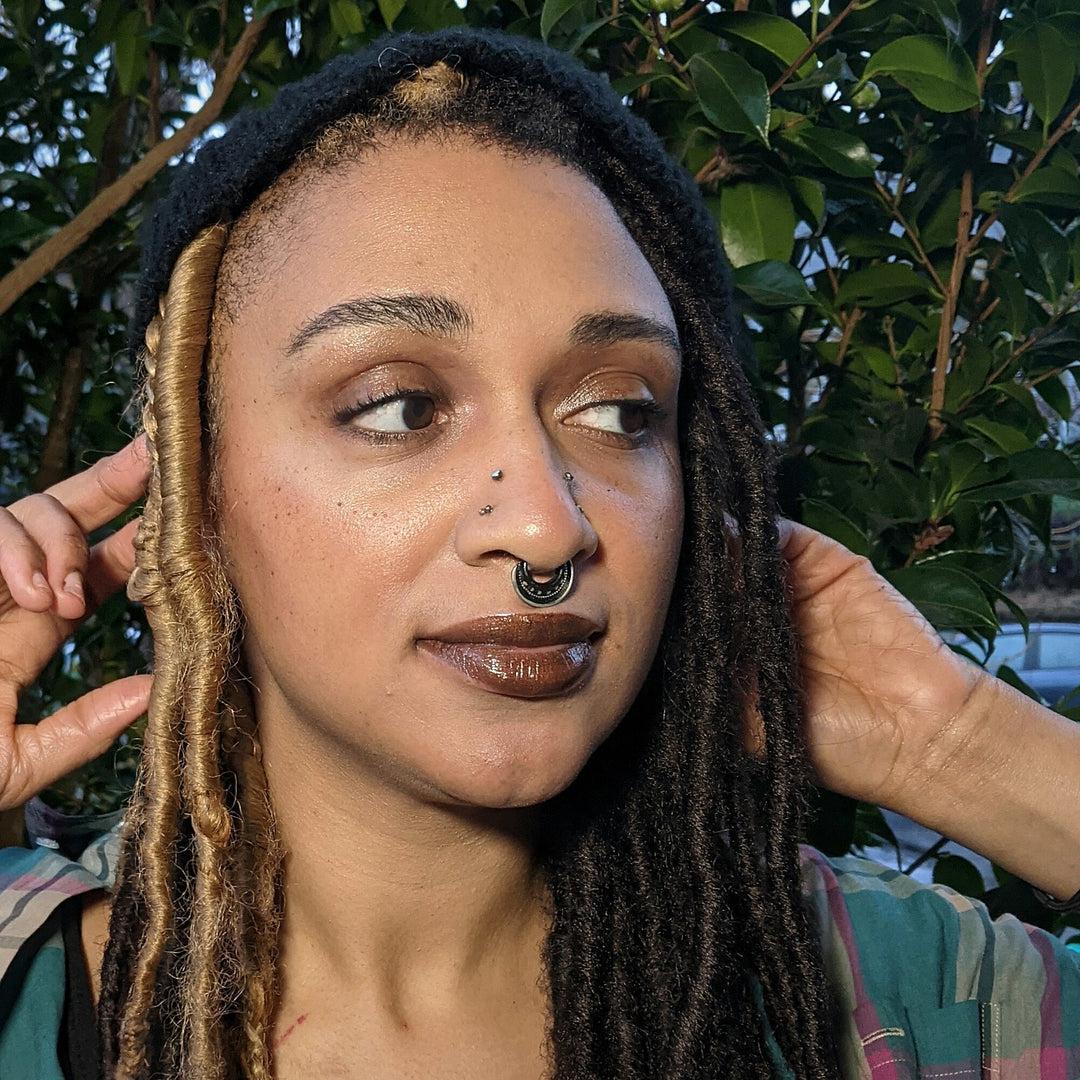 model wearing cappuccino lip and cheek tint