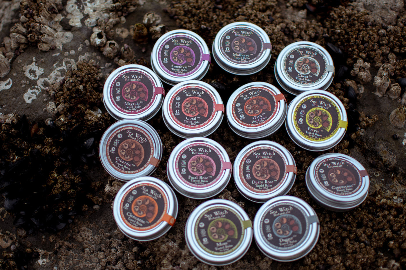 Collection of lip tints from Sea Witch Botanicals