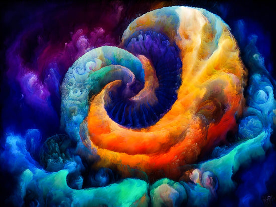 Spiral Dreams series. Artistic abstraction of surreal natural forms, textures and colors on the subject of art, imagination and dreaming.