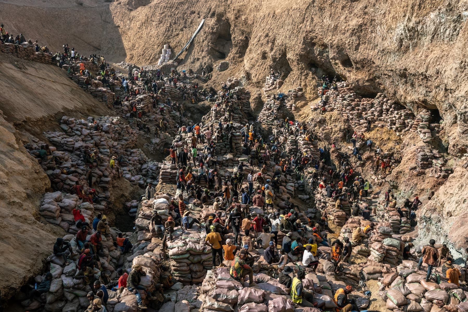 The Shabara artisanal mine, where cobalt and copper are dug out by hand, near the Congolese boomtown of Kolwezi.