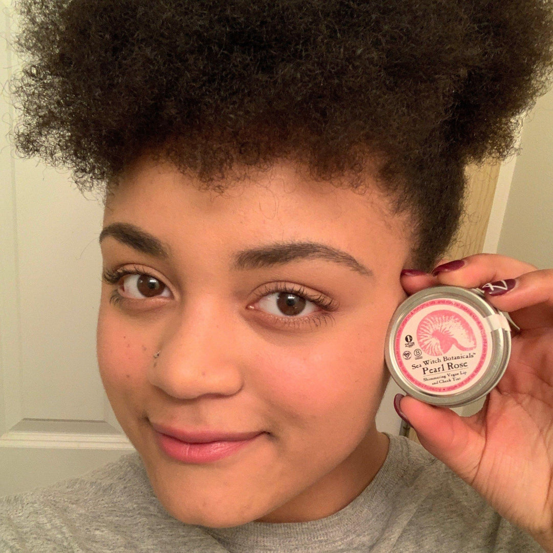 Shimmering Pearl Rose vegan lip tint, cheek tint from Sea Witch Botanicals