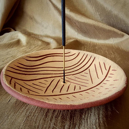HARVEST red clay incense holder